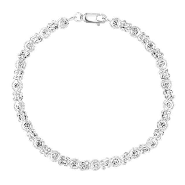 21 Round Diamond 4-5 Pointer Each Tennis Bracelet in 14 K White Gold, 1.0 Ct For Sale - Image 10 of 11