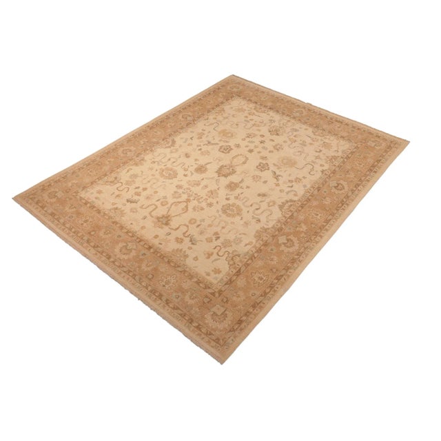 Transitional Classic Ziegler Beige Brown Hand-Knotted Wool Rug - 8'0'' X 9'9'' For Sale - Image 3 of 8
