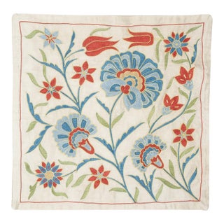 20"x20" 100% Silk Cushion Cover. Hand-Embroidered Pillowcase. Modern Lace Pillow For Sale