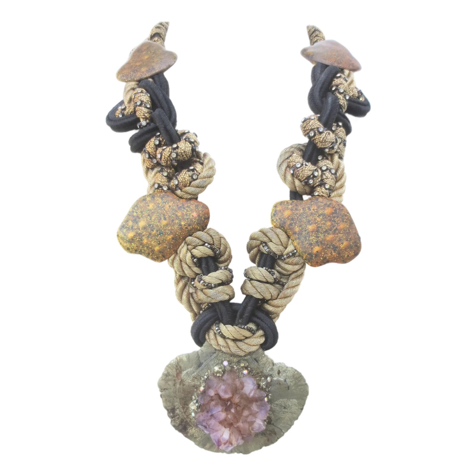 Vintage Alex & Lee Stone and Cord Necklace | Chairish display picture 1