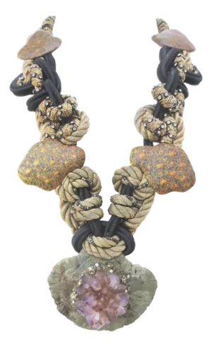 Vintage Alex & Lee Stone and Cord Necklace