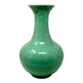 Chinese Green Crackle Glazed Ceramic Vases For Sale