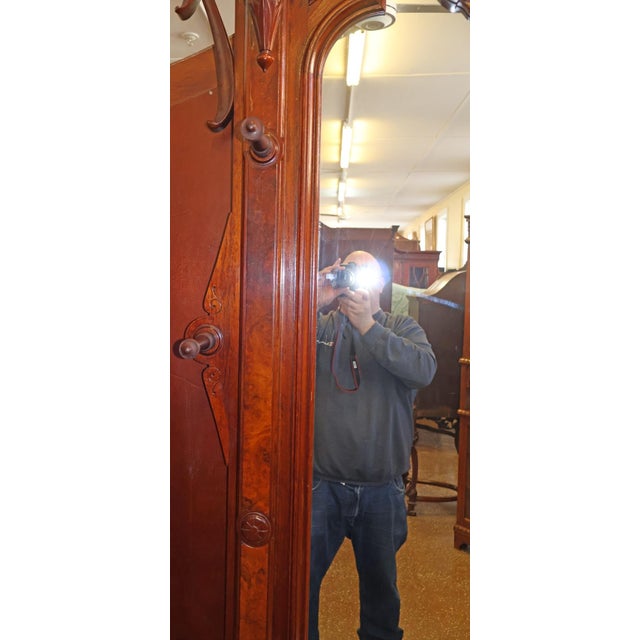 Victorian 19th Century Victorian Walnut Pier Mirror Hall Tree Attributed to Thomas Brooks For Sale - Image 3 of 11