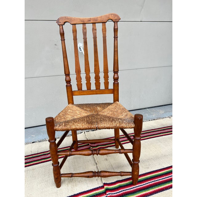 A Antique Country Bannister Back Side Chair, New England, Circa 1750’s For Sale - Image 11 of 12