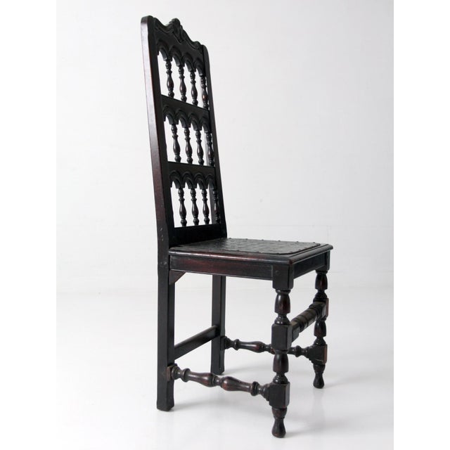 Antique Victorian Spindle Back Chair With Leather Seat For Sale - Image 10 of 16