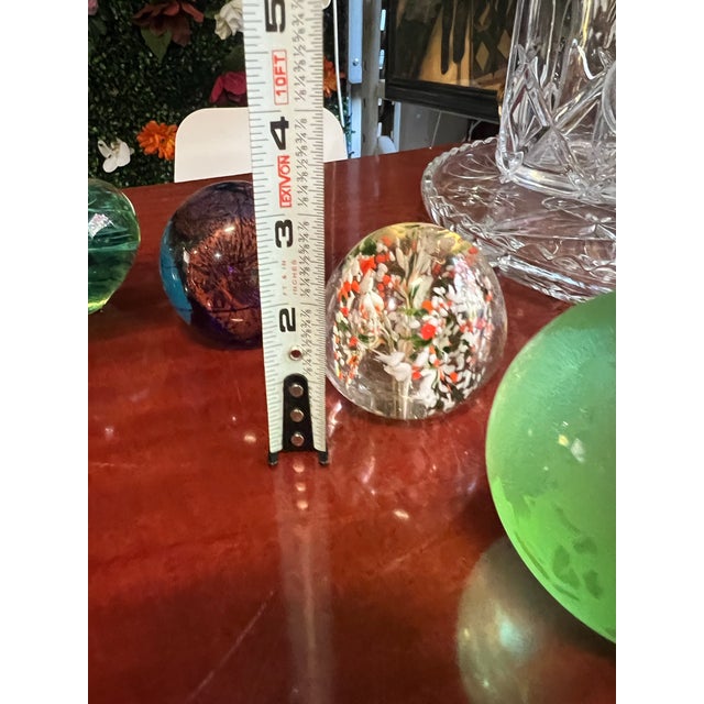 Glass Collection of Vintage Glass Paper Weights- Set of 7 For Sale - Image 7 of 11