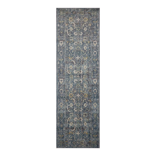 Jean Stoffer x Loloi Bradbury Ocean / Gold 2'-6" x 8'-0" Runner Rug For Sale