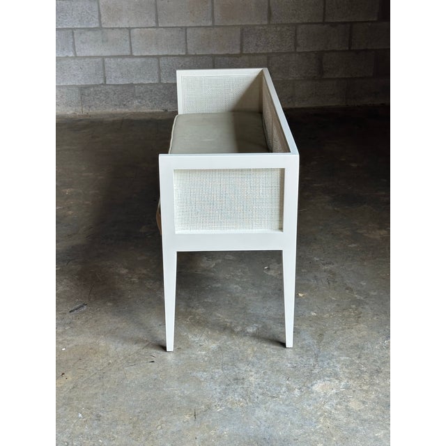 Celadon 1960s Edward Wormley for Dunbar Style Cane and Wood Window Bench For Sale - Image 8 of 12