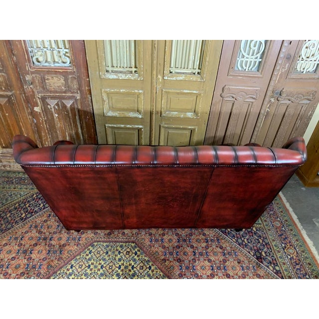 Vintage Mid-Century English Leather Chesterfield Monks ...