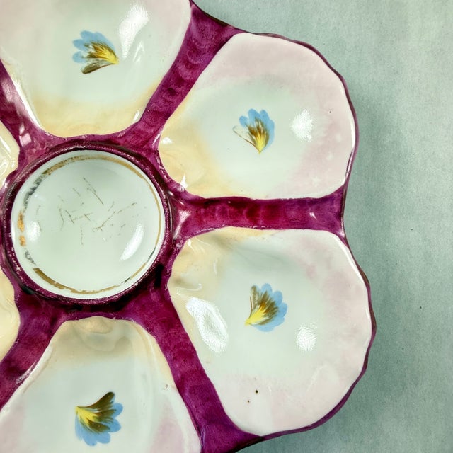French Porcelain Six Well ‘Eyes’ Oyster Plate For Sale - Image 4 of 9
