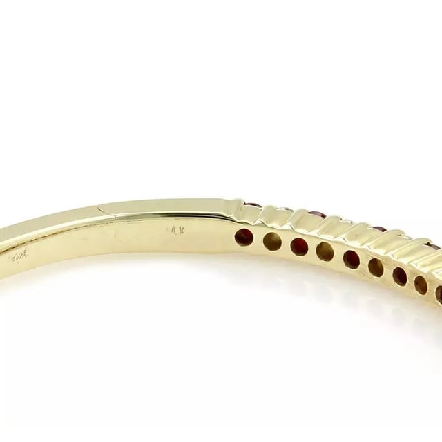 Late 20th Century Diamond & Rubies 14k Yellow Gold Oval Shape Hinged Bangle Bracelet For Sale - Image 5 of 5