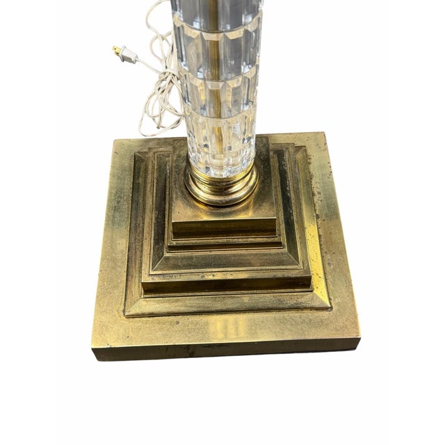 Vintage Mid-Century Modern Dresden Cut Crystal Floor Lamp With Flame Motif Shade For Sale - Image 9 of 12