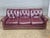 Traditional Late 20th Century Hancock & Moore Red Leather Sofa Nailhead Trim Three Cushions For Sale - Image 3 of 16