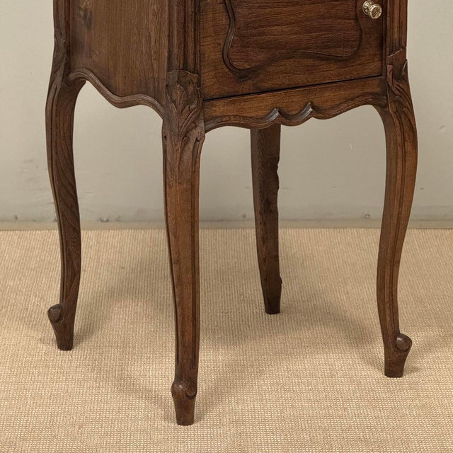Coffee Pair of Antique French Louis XV Oak Nightstands With Carrara Marble For Sale - Image 8 of 18
