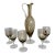 Mid-Century Italian Smoky Gray Glass Decanter & Wine Glasses, Set of 6 For Sale