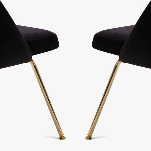 Saarinen Executive Armless Chairs in Noir Velvet, Gold Edition For Sale In New York - Image 6 of 8