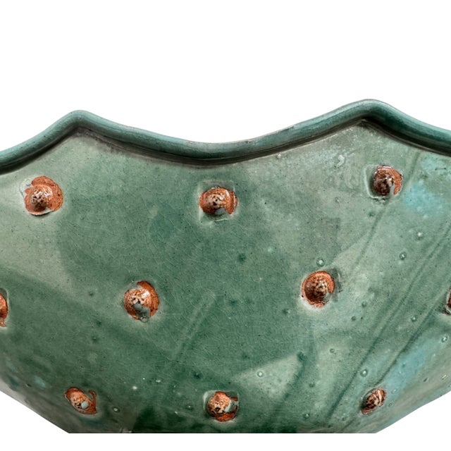 Late 20th Century Seafoam Turquoise Ceramic Vessel on Plinth For Sale - Image 10 of 12