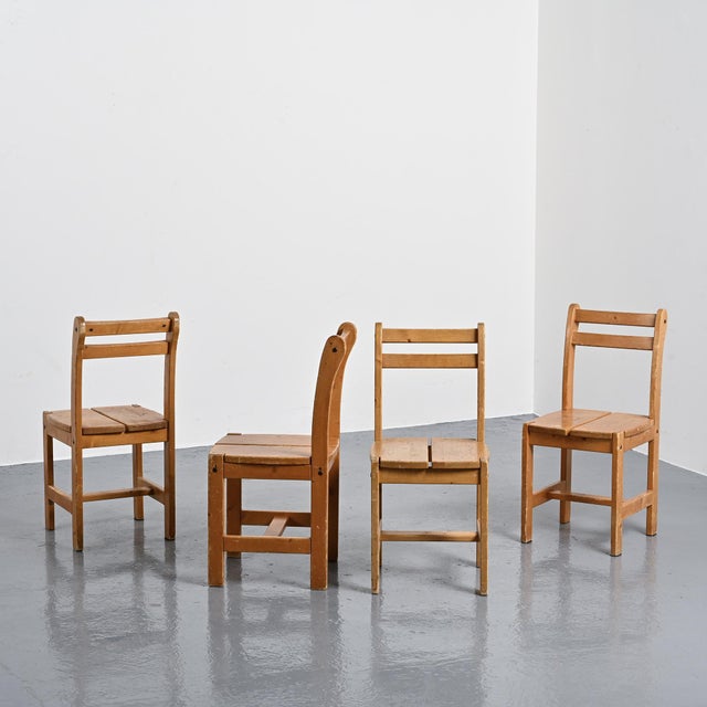 Wood French Pine Chairs, 1970, Set of 4 For Sale - Image 7 of 7