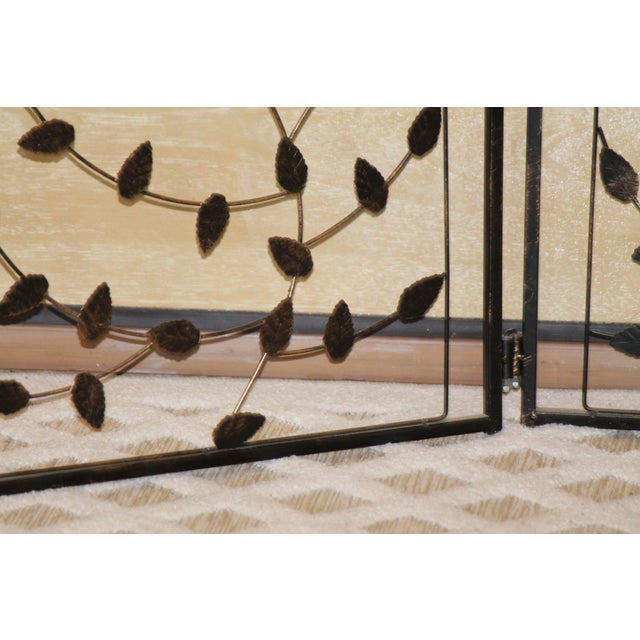 Art Nouveau Lightweight, 3-Panel Foldable Metal Screen for Fireplace, Table or Room For Sale - Image 3 of 5