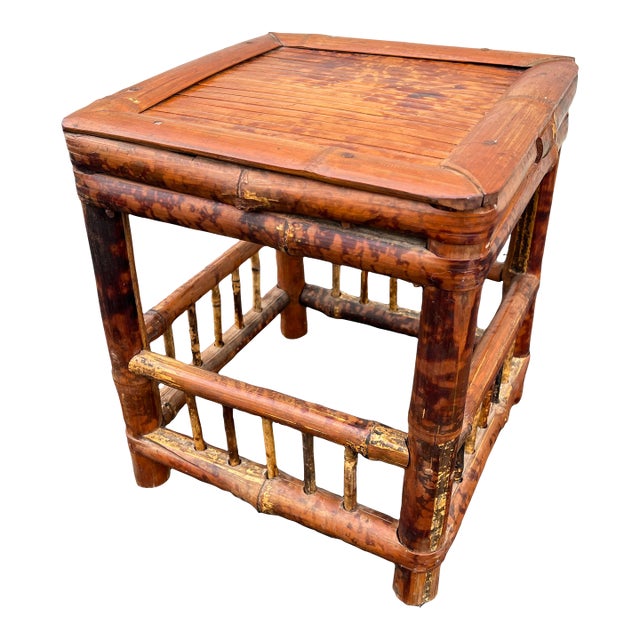 Mid 1900s Asian Dry-Joint Tortoise Bamboo Planter Stand For Sale