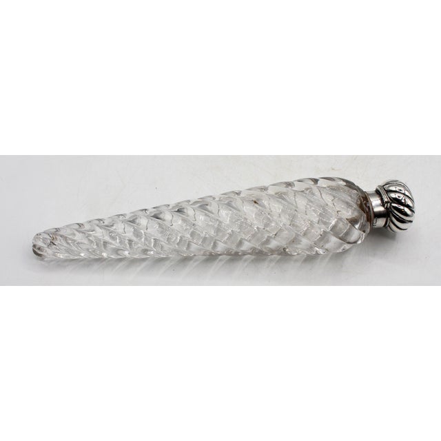 1887 English Sterling and Spiral Blown Glass Scent Bottle For Sale - Image 4 of 6