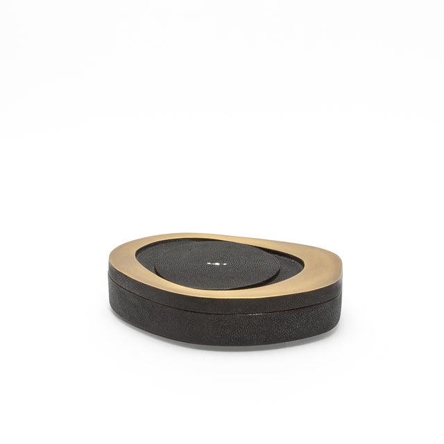 2020s Set of 2 Boxes in Black Shagreen With Bronze Patina Brass by R&y Augousti For Sale - Image 5 of 10