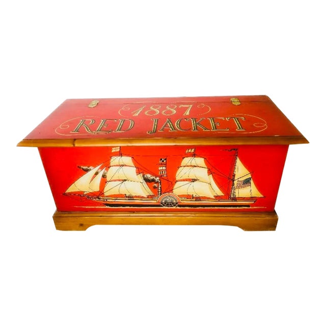 Italian Coastal Hand Painted Trunk/Chest Circa 1980s Sign For Sale