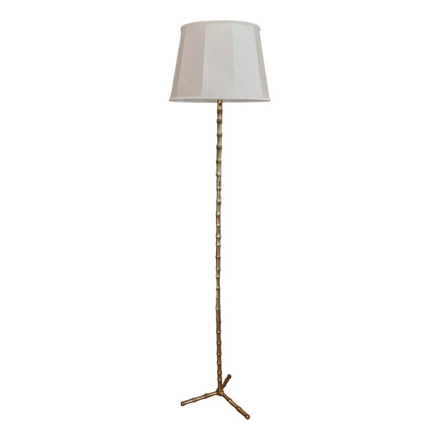 French Baguès Style Bamboo Floor Lamp, 1960s For Sale