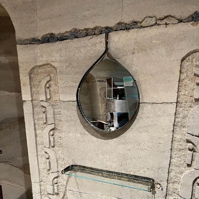 1950s Italian Brass Mirror and Glass Wall Console Italy - Set of 2 For Sale - Image 9 of 10