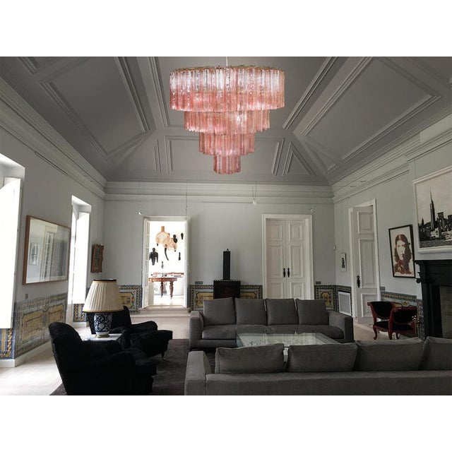 Italian 78 Pink Murano Glasses Tronchi Chandelier, 1990s For Sale - Image 15 of 18