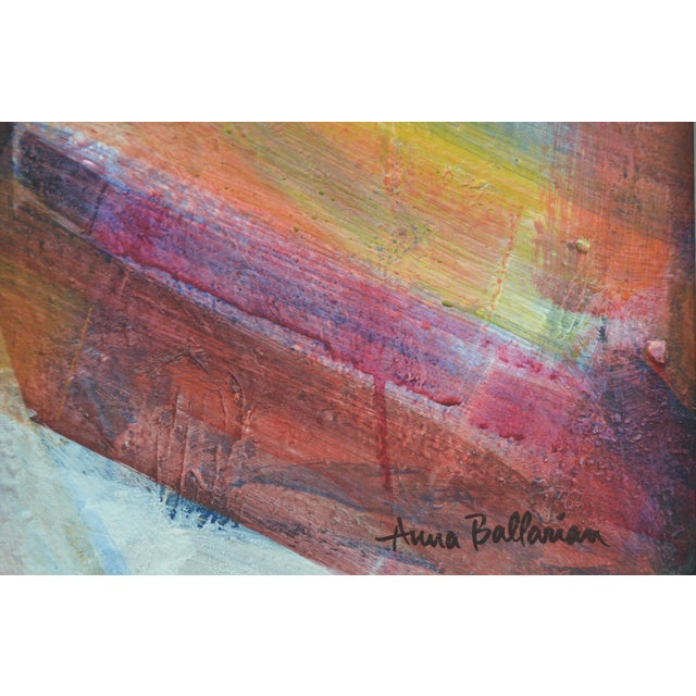 Mid 20th Century "Aerial Composition" Magenta and Red Abstract Painting by Anna Ballarian, Framed For Sale - Image 4 of 5