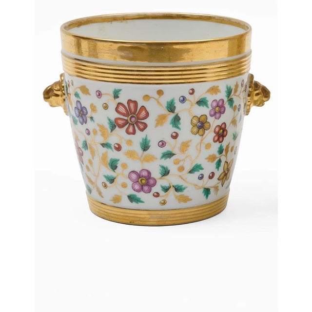 Early 19th Century Antique 19th Century French Empire Paris Porcelain Cachepot Flower Pot For Sale - Image 5 of 8