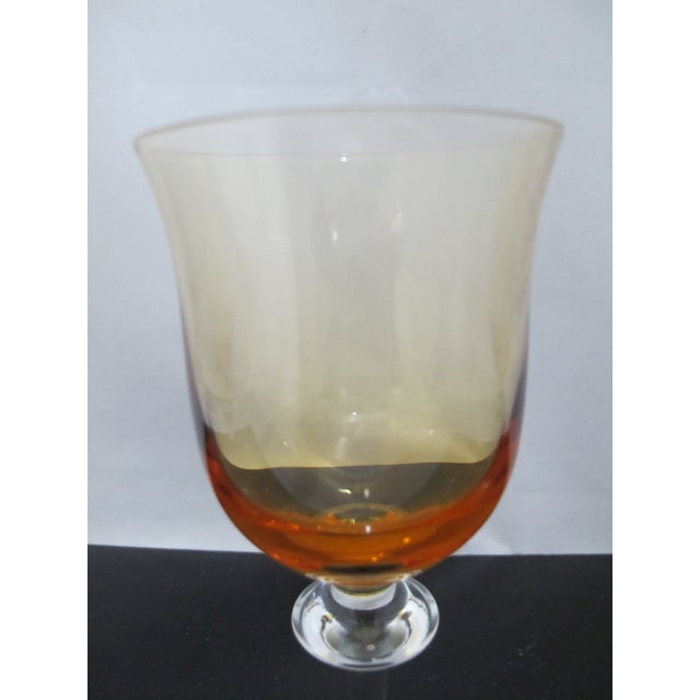 Modern Mid 19th Century Denby Poland Aurora Amber Crystal 7" Wine Glass Set of 3 For Sale - Image 3 of 6