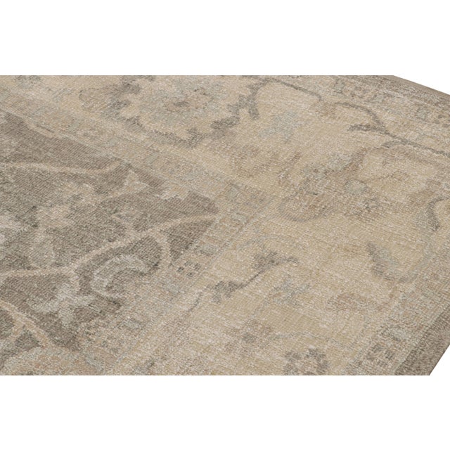Rug & Kilim’s Oushak Style Rug in Gray and Beige With All Over Floral Pattern For Sale In New York - Image 6 of 7