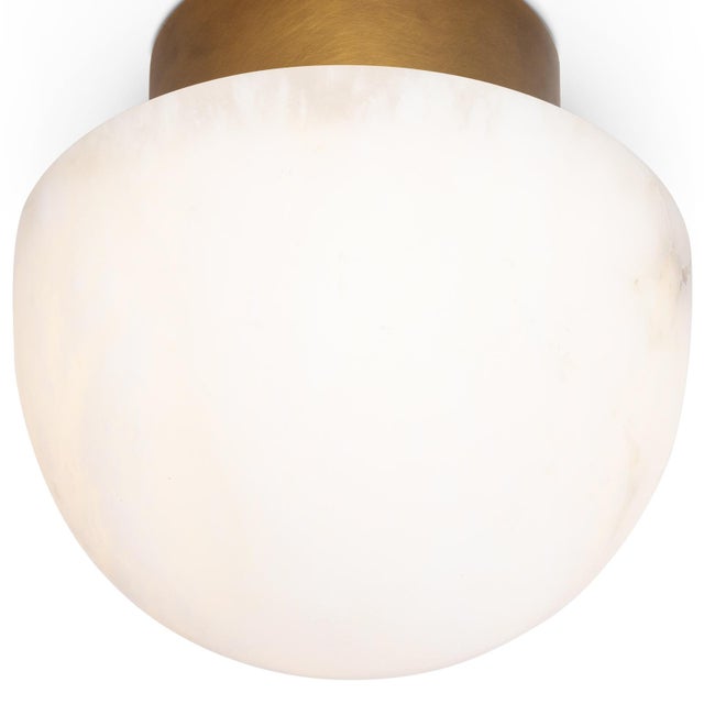 Regina Andrew Parker Alabaster Flush Mount, Natural Brass For Sale - Image 4 of 6
