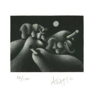 Elephant and Pears - Original Etching on Paper by Mario Avati - 1970s 1970s For Sale