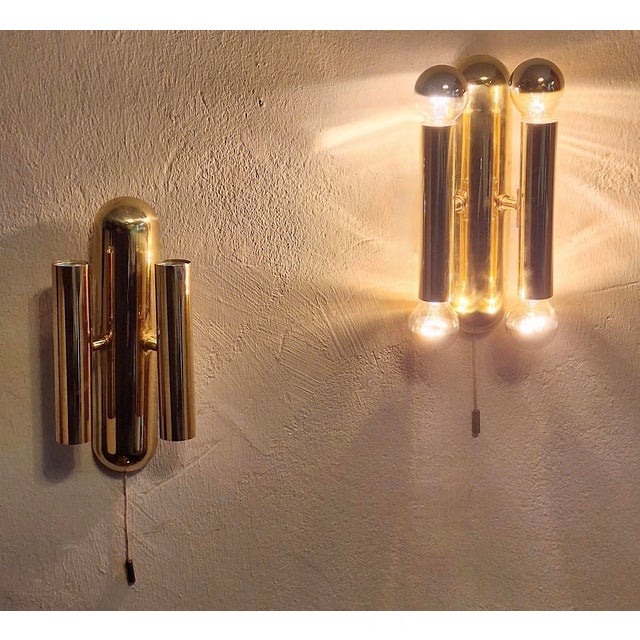 Mid-Century Modern Mid-Century Italian Brass Four-Light Wall Lamps, 1960s, Set of 2 For Sale - Image 3 of 10