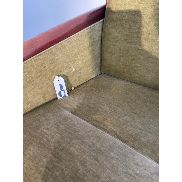 Mid 20th Century Pair of High Back Danish Modern Oak & Moss Green Mohair Lounge Chairs Attributed to Durup For Sale - Image 17 of 18