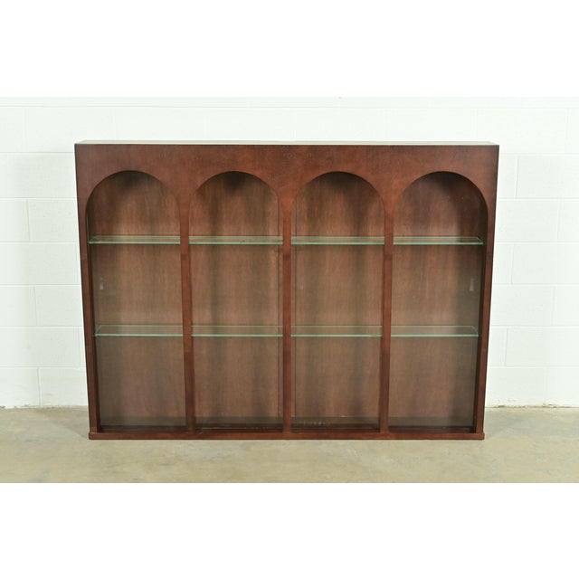T. H. Robsjohn Gibbings for Widdicomb Sculpted Walnut Colosseum Bookcase or Display Cabinet, Newly Refinished For Sale - Image 10 of 10