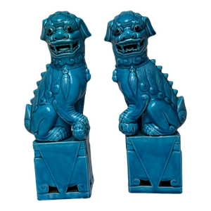 Large 1990s Turquoise Food Dogs-a Pair