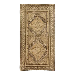 Antique Khotan Wool Rug Handmade in Tan Color With Center Motif