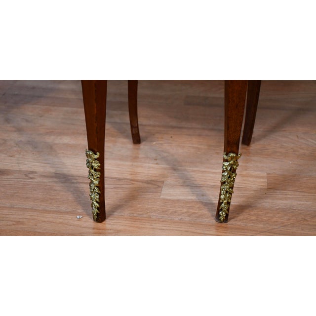1890s Antique French Louis XV Walnut Marble Top Pair Nightstands Bedside Tables For Sale - Image 10 of 18