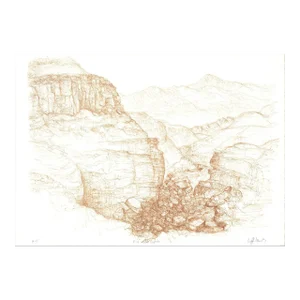 1982 Raffi Kaiser 'Mountain Pass' Contemporary Brown,Black & White Lithograph