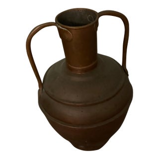Antique Copper Cache Pot With Brass Handles For Sale