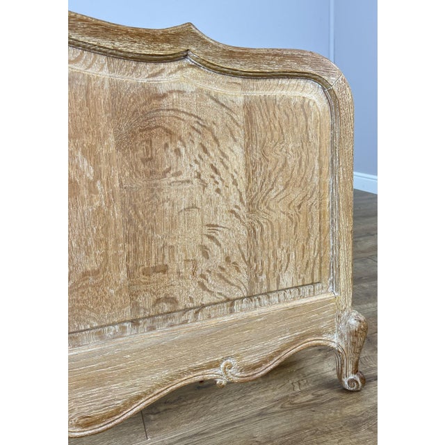 Wood Vintage Louis XVI French Oak King Size Bed Frame with Carved Headboard For Sale - Image 7 of 13