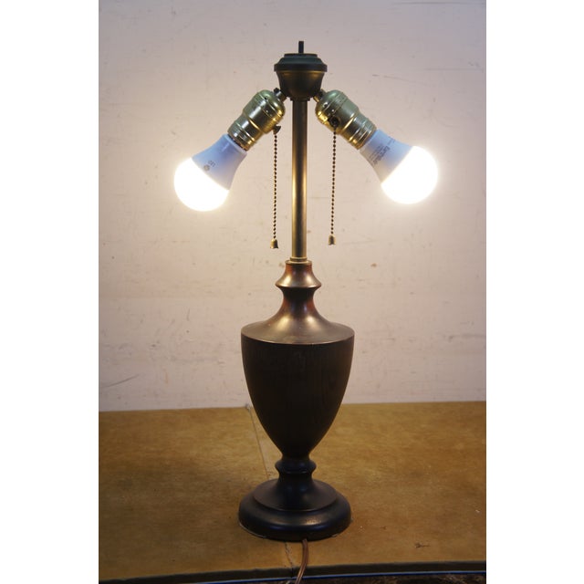 Mid 20th Century Mid-Century Modern Turned Walnut Dual-Socket Urn Table Lamp With Pull Chains For Sale - Image 10 of 11