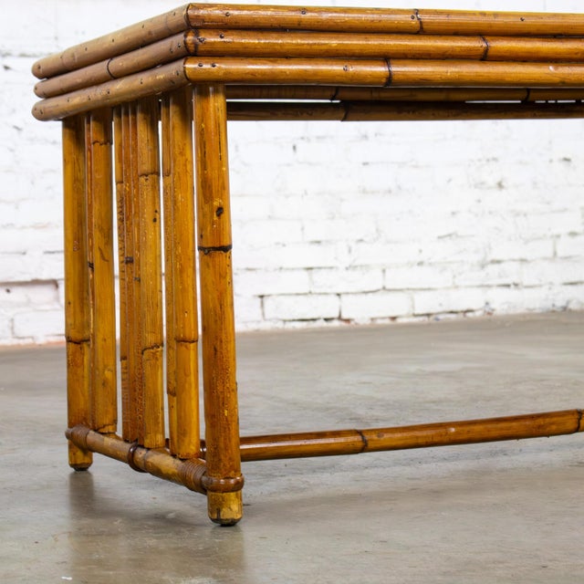 Early 20th Century Art Deco Coastal Style Coffee Table Rattan Frame and Black Laminate Top by Sons-Cunningham For Sale - Image 10 of 18