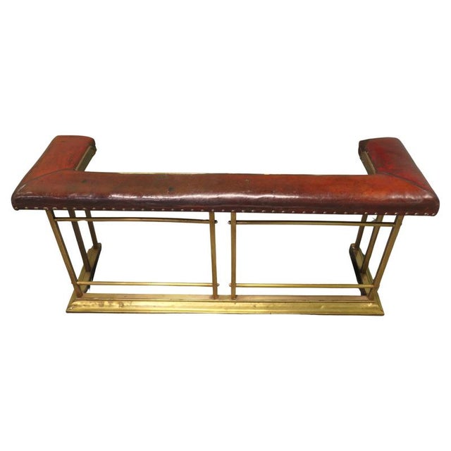 Red Brass and Red Leather Club Fender For Sale - Image 8 of 8