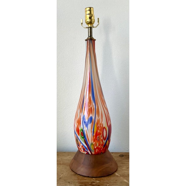 Mid 20th Century Vintage Boho Italian Glass Lamp For Sale - Image 5 of 11