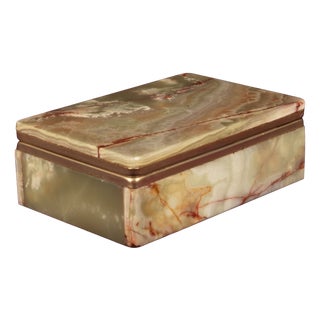 Green Onyx and Brass Lidded Catch-All Box, Italy, 1970 For Sale